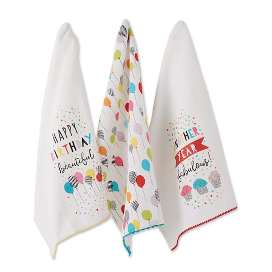 DII® Happy Birthday Embellished Dishtowel Set